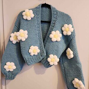 Chunky Daisy Knit Cardigan